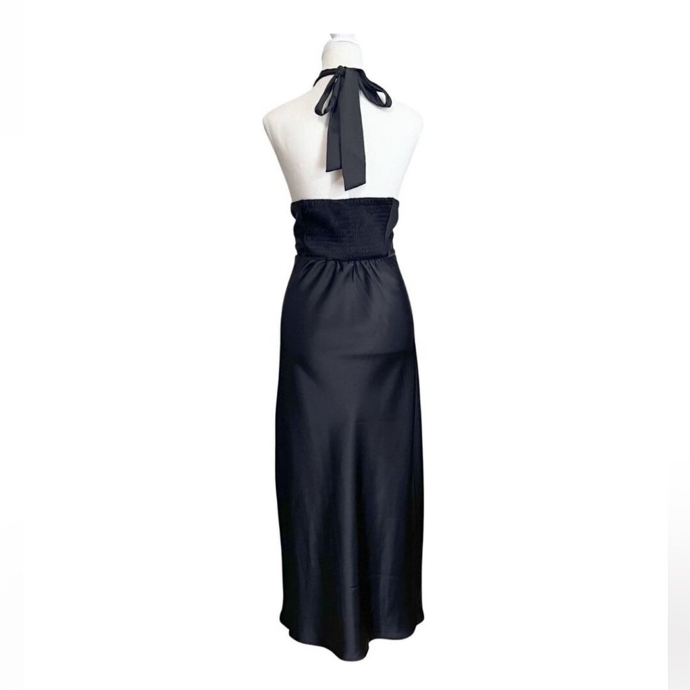 Brand New Joie Black Halter Tie Open Back Silky Dress